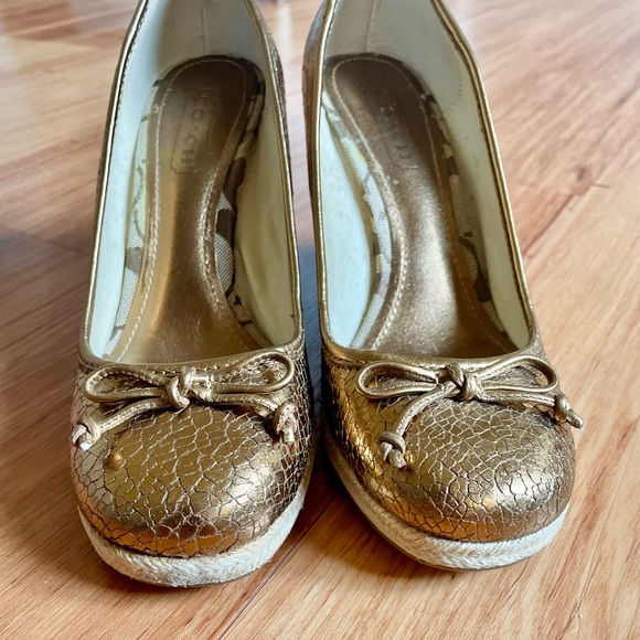 COACH METALLIC ESPADRILLE BRONZE LEATHER - Picture 7 of 11